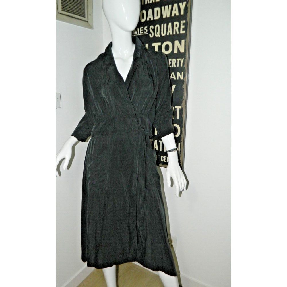 ba&sh Dress Size Large 3 Black Aimee Midi Wrap Collared‎ Pockets  Dress